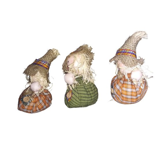 Mini Scarecrow Table Sitters Lot of 3 Thanksgiving 6 Inch Fall Decor Figures - Picture 3 of 8